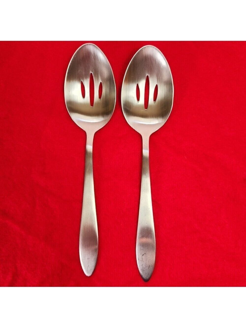 Oneida Slotted Serving Spoons Mooncrest Pattern 8" Set of 2